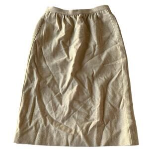 Vintage Skirt Womens Size 10 Tan Beige Wool Camel Hair Pockets Modest Western